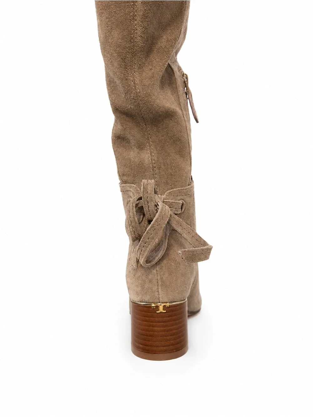 Tory Burch Taupe Suede Over-the-Knee Block Heel Boots